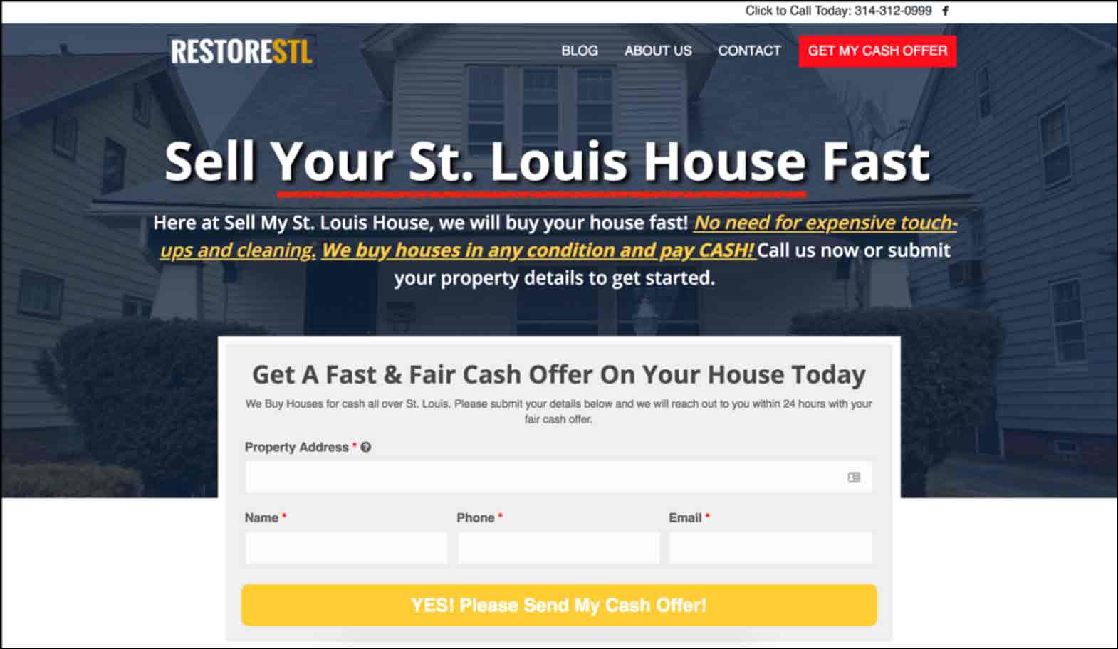 Website for real estate investors example of market callout