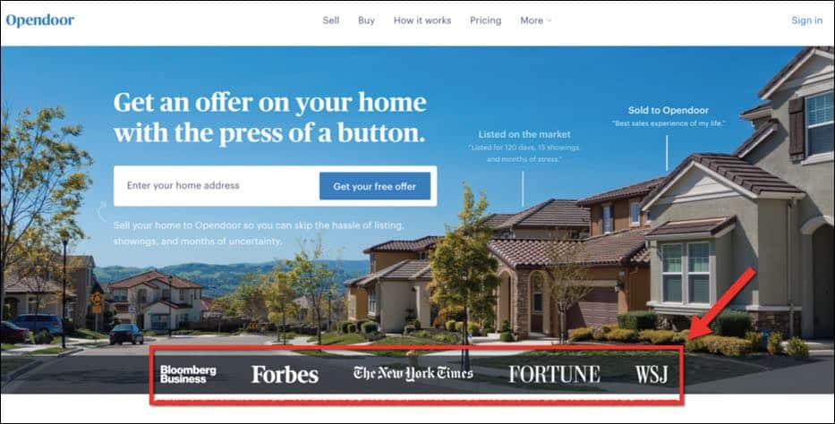 website for real estate investors media icons example