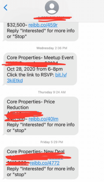 cash buyer text message example