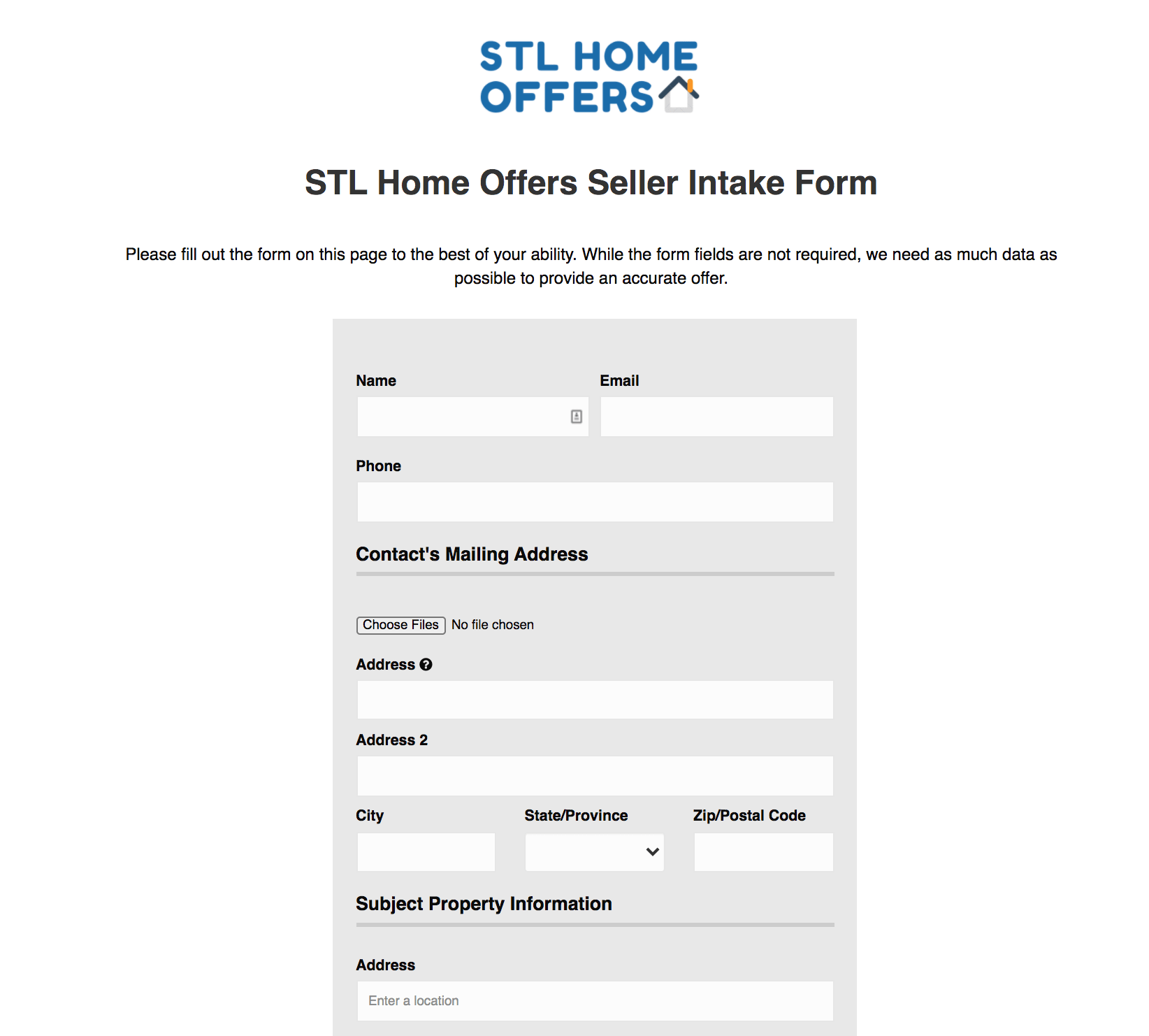 Example intake form you can give a call answering service