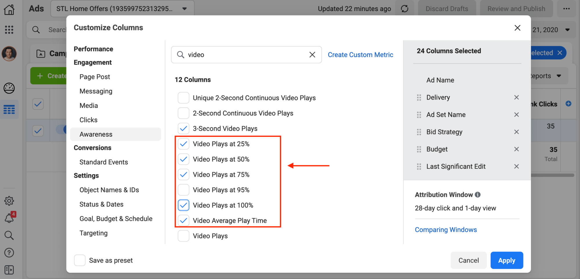 Select any and all data points you'd like to include in your reporting