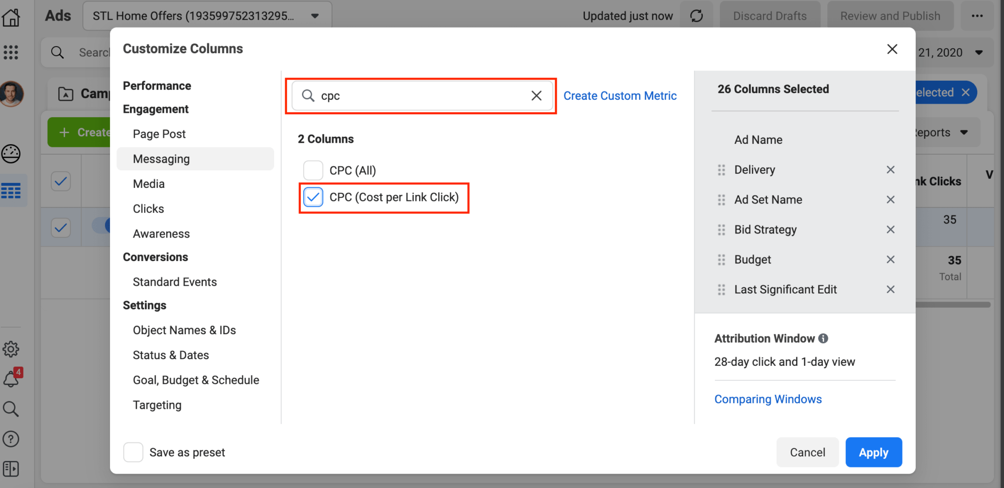 Cost Per Click (cpc) is an important metric to track.