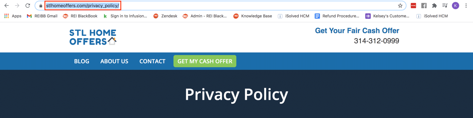 URL of the privacy policy on a website. 