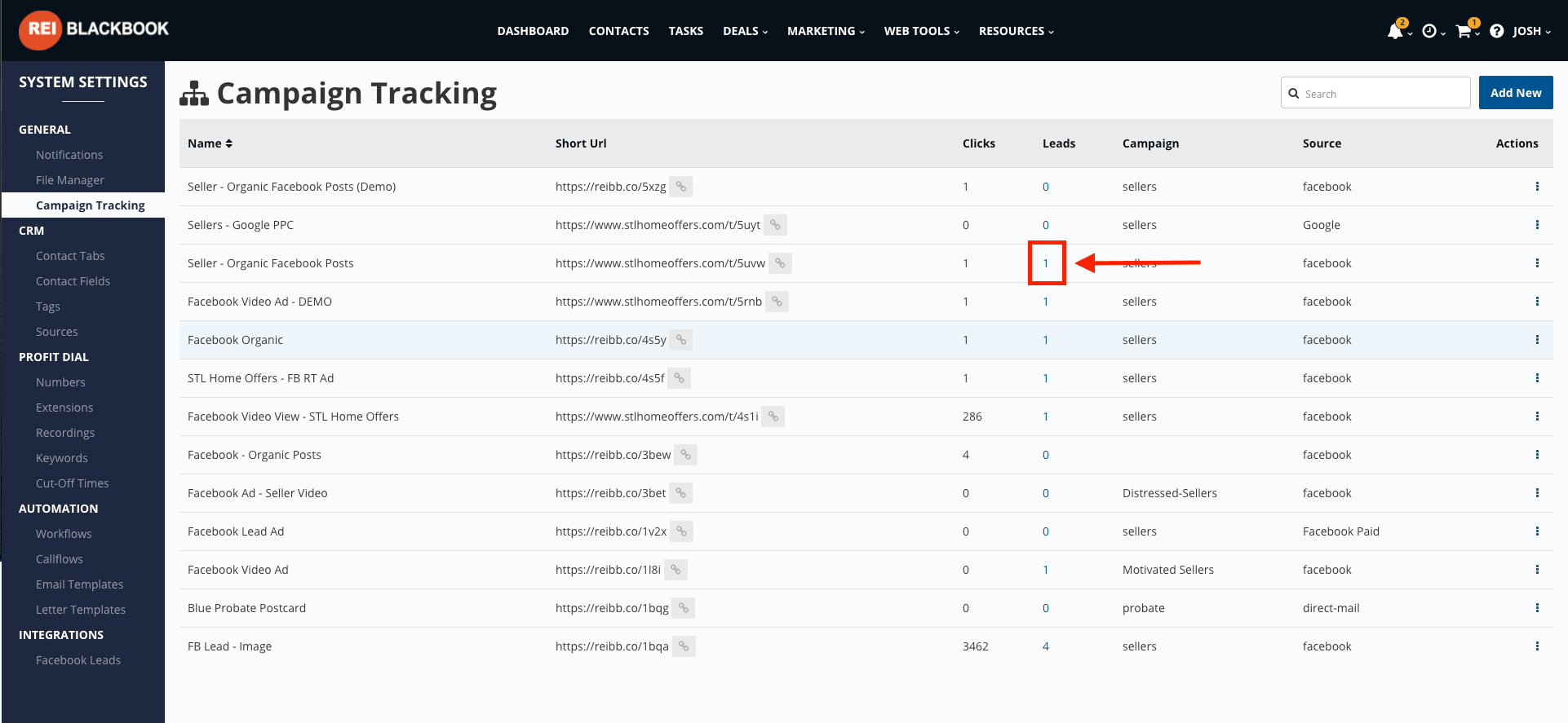 Setting up your marketing campaign tracking:  reviewing clicks and leads brought in by your campaign tracking links