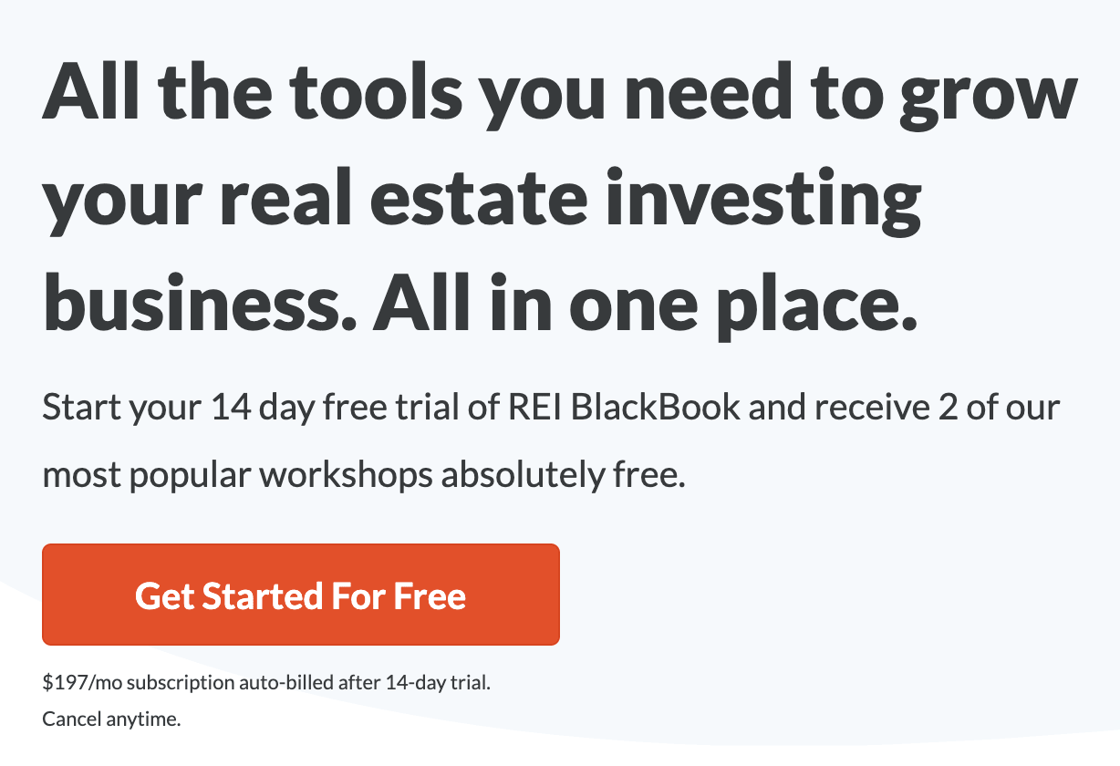button to start a free 14 day trial of REI BlackBook