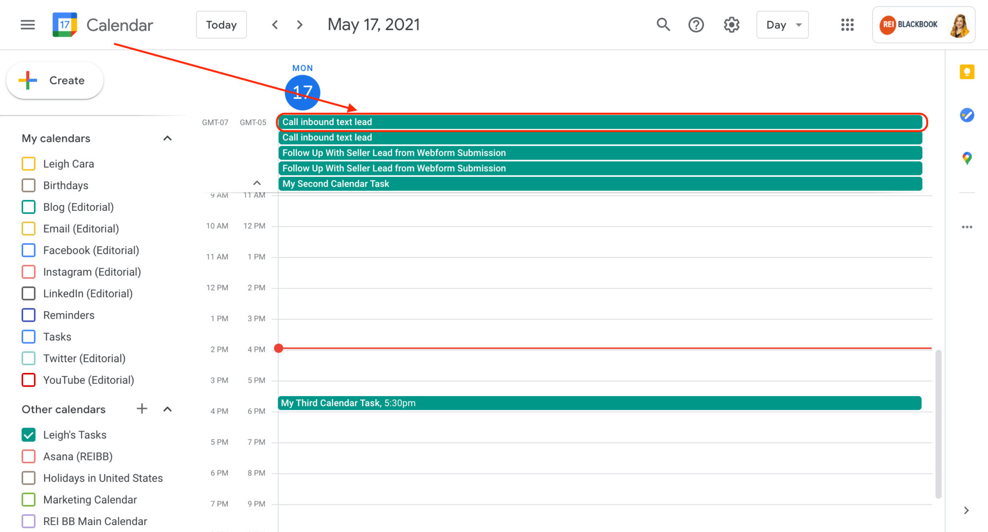 When using calendar sync, if there is no specified due time, it will display as an all day event