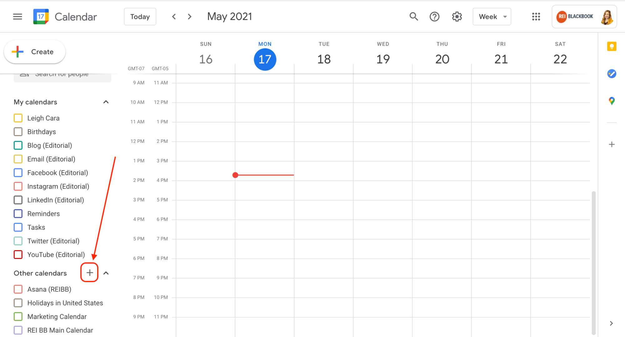 for calendar sync, click the plus sign to add a new calendar