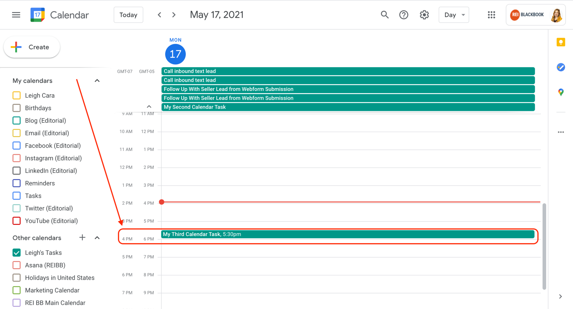 When using calendar sync, due dates and times will be reflected on calendar.